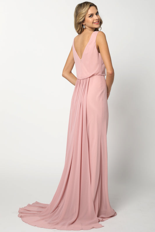 Elegant Chiffon Embellished A-Line Long Formal Bridesmaid Dress JTJT670