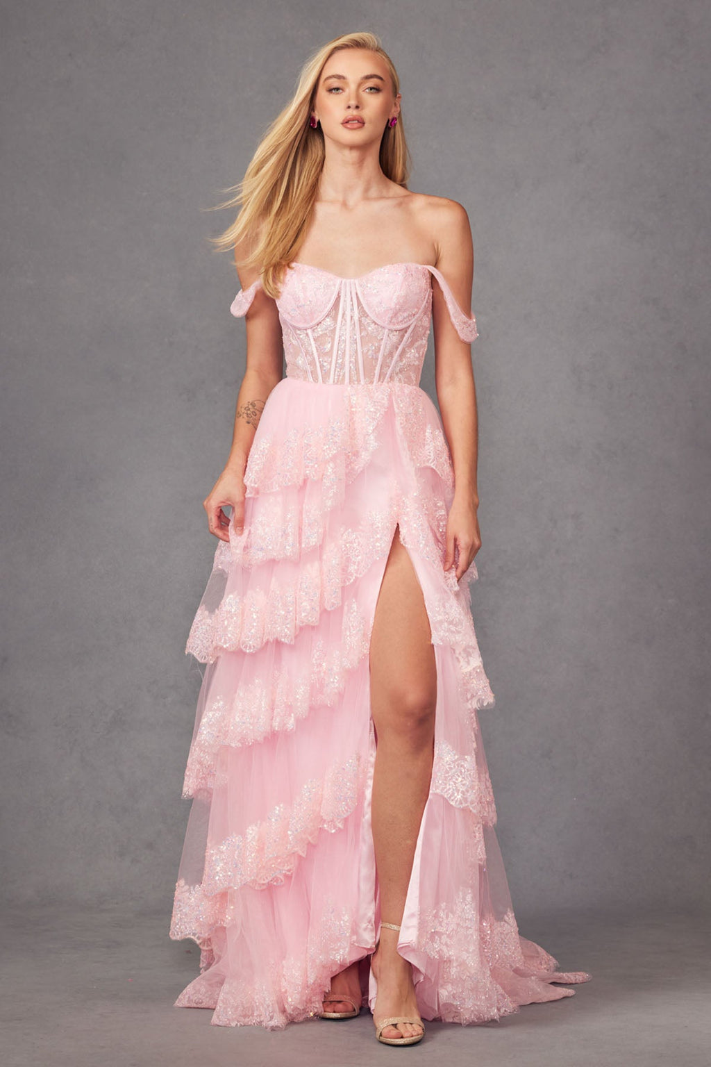 Elegant Beaded Embellished A-Line Long Formal Prom Evening Gown JTJT2467K