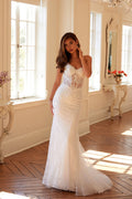 Elegant Lace Embellished Long Bridal Wedding Gown Detailed JTJT2481UW