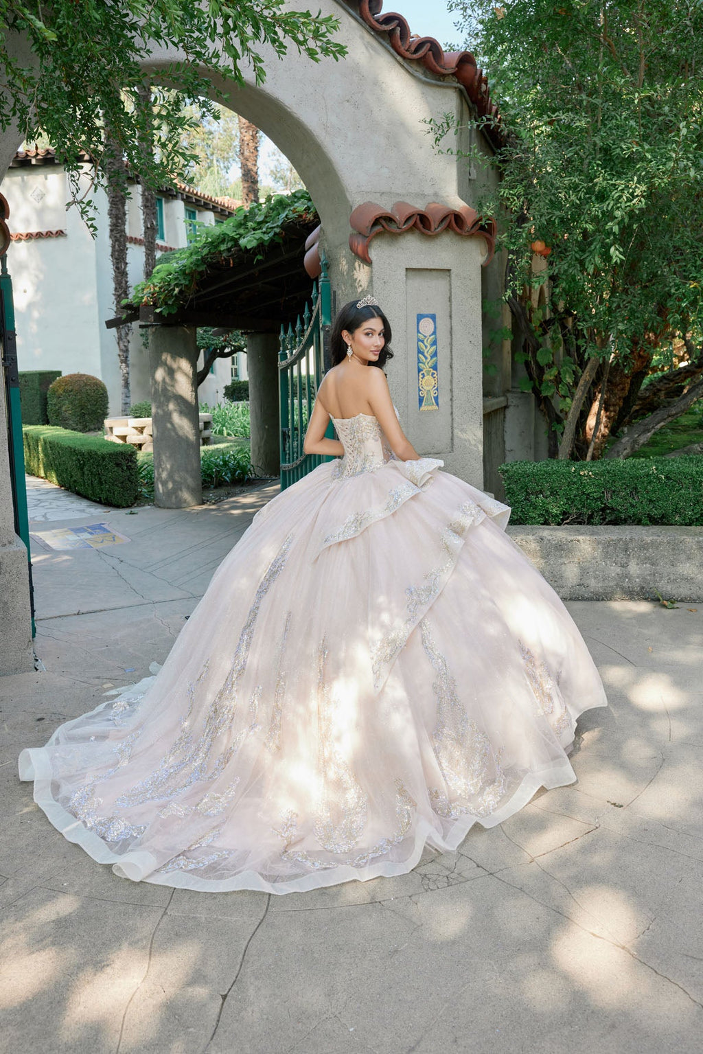Elegant Ball Gown with Gold Applique Accents Quinceañera JTJT1511H