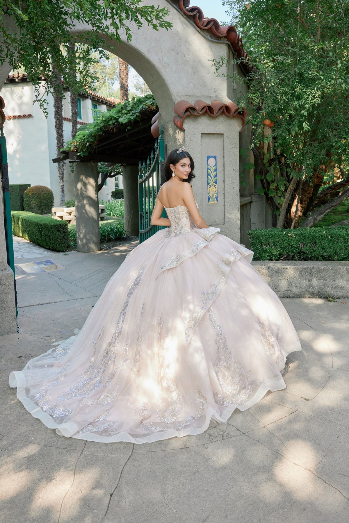 Elegant Ball Gown with Gold Applique Accents Quinceañera JTJT1511H
