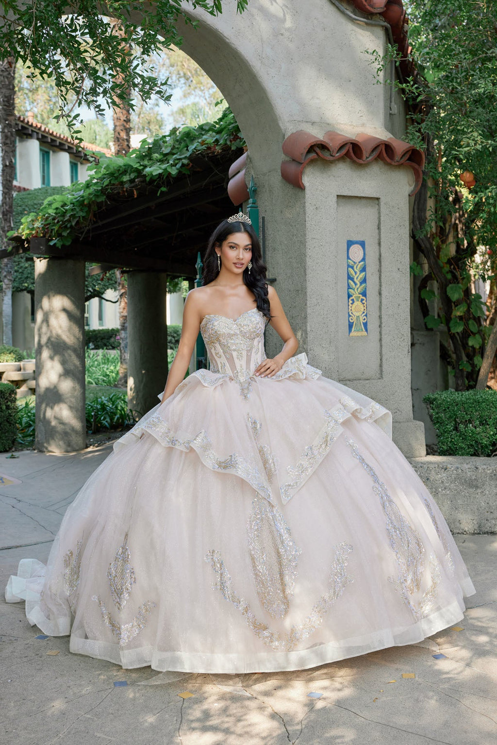 Elegant Ball Gown with Gold Applique Accents Quinceañera JTJT1511H