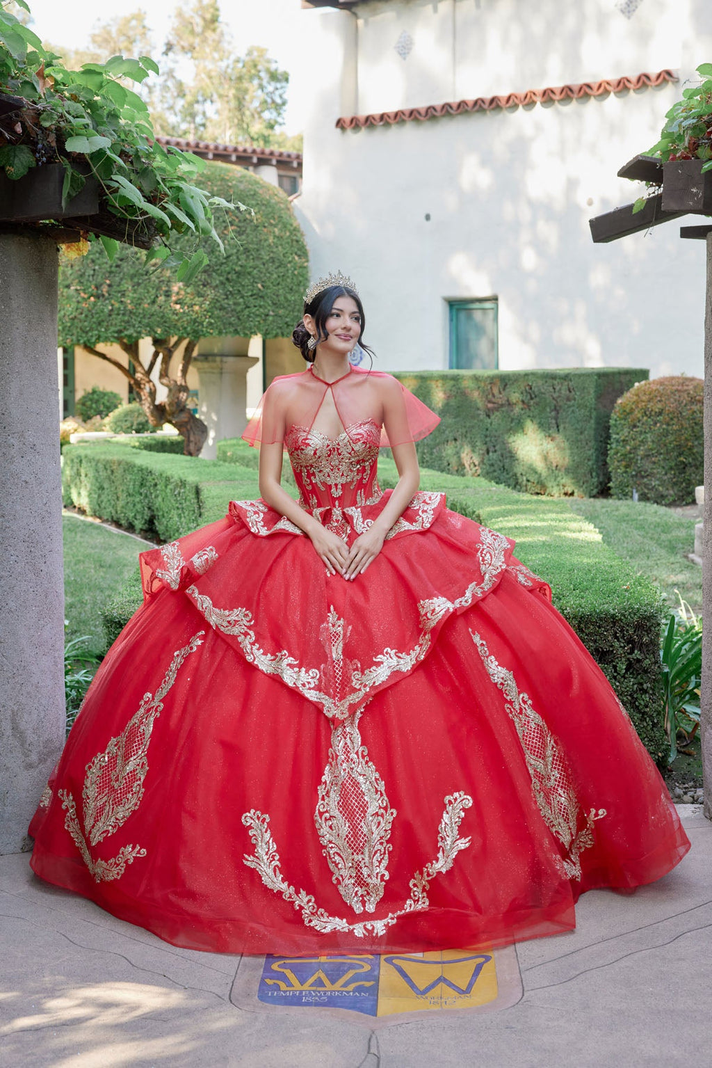 Elegant Ball Gown with Gold Applique Accents Quinceañera JTJT1511H