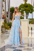 Elegant A-Line Prom Gown w/ Floral Print & Structural Corset Bodice JTJT2562S