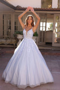 Sparkling Sequins Embellished Ceremonial Ball Gown w/Floral Motif & Lace Up Back NXH1357