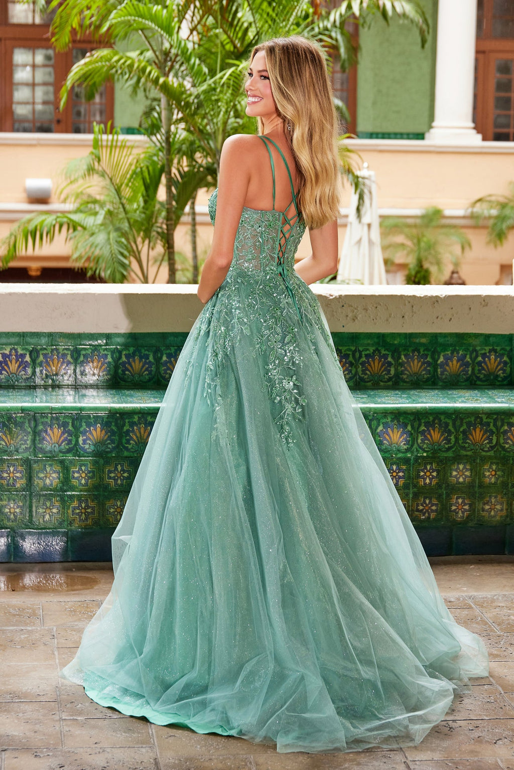 A-Line Sweetheart Neckline Dress with Floral Applique NXH1682