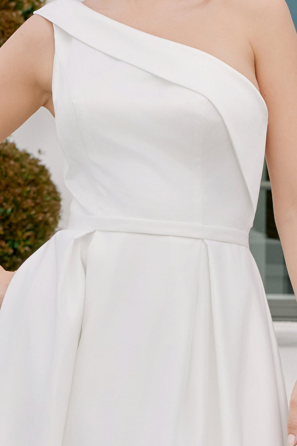 One Shoulder Satin A-Line Wedding Gown NXE469