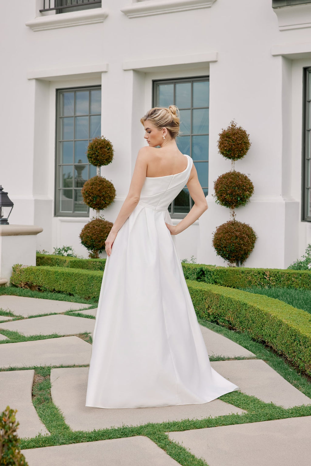 One Shoulder Satin A-Line Wedding Gown NXE469