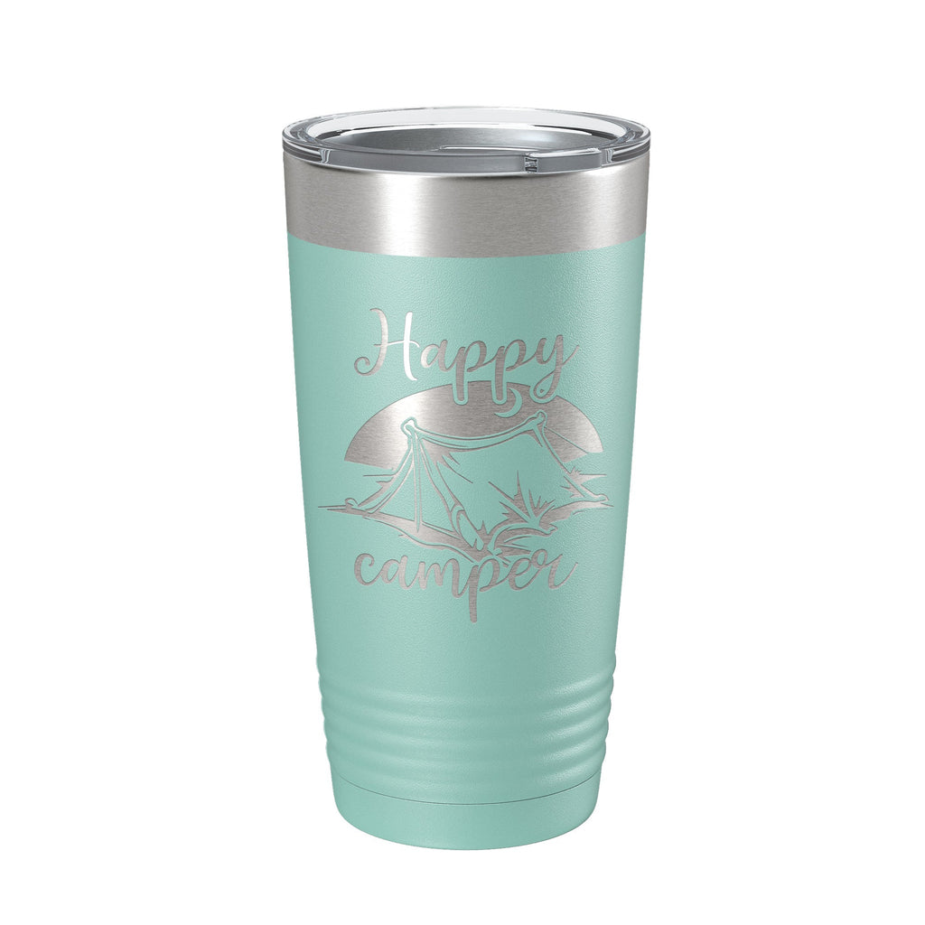 Happy Camper Tumbler Travel Mug Gift Insulated Laser Engraved Coffee Cup 20 oz