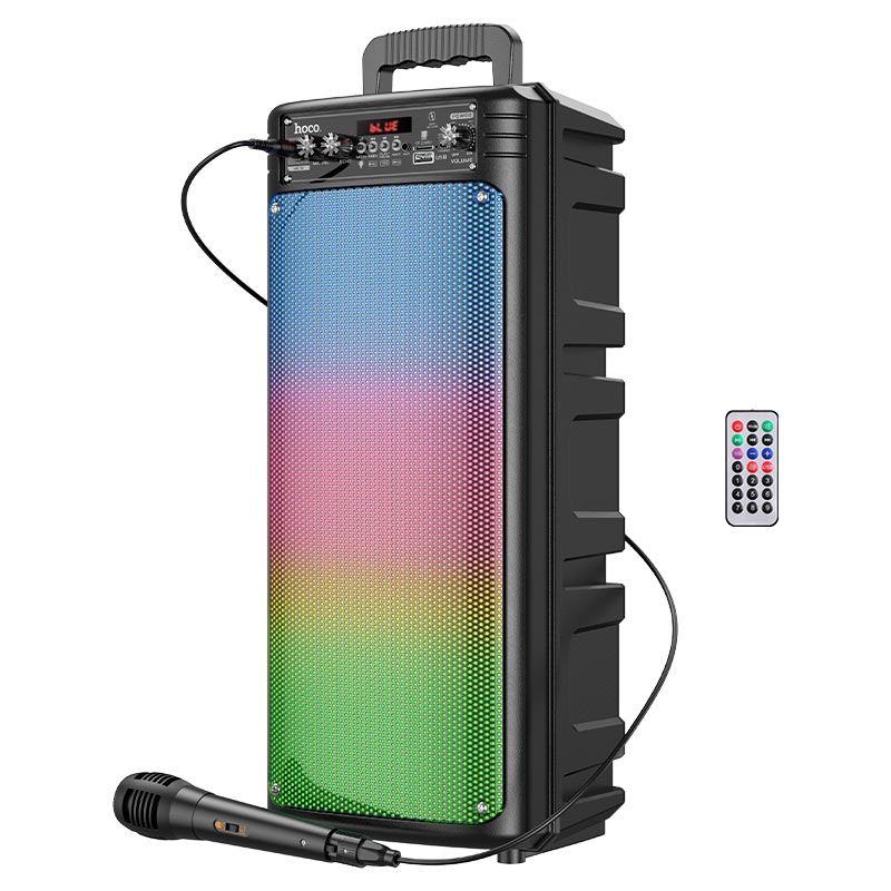 Преносима колонка, Hoco, 2x10W, 2200mAh, USB, 3.5mm, Микрофон, Черна (BS52)