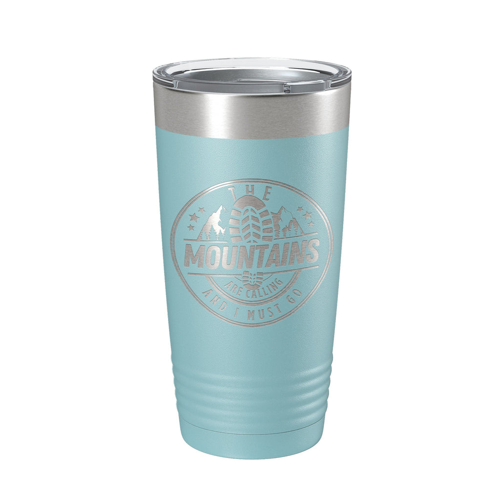 Mountains Are Calling Tumbler Camping Hiking Travel Mug Insulated Laser Engraved Coffee Cup Outdoors Gift 20 oz