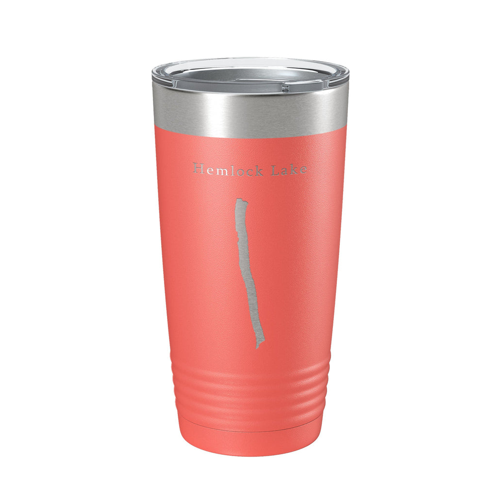 Hemlock Lake Map Tumbler Travel Mug Insulated Laser Engraved Coffee Cup New York 20 oz