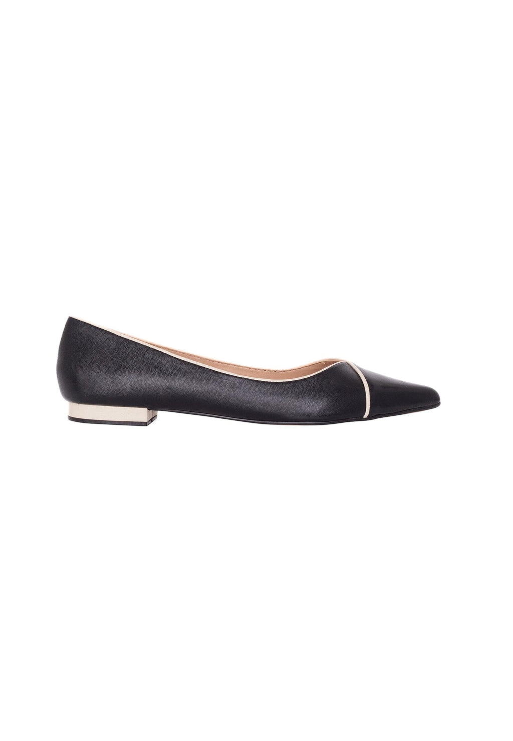Beige Leather Ballerinas – Elegant Women’s Flat Shoes with Low Heel