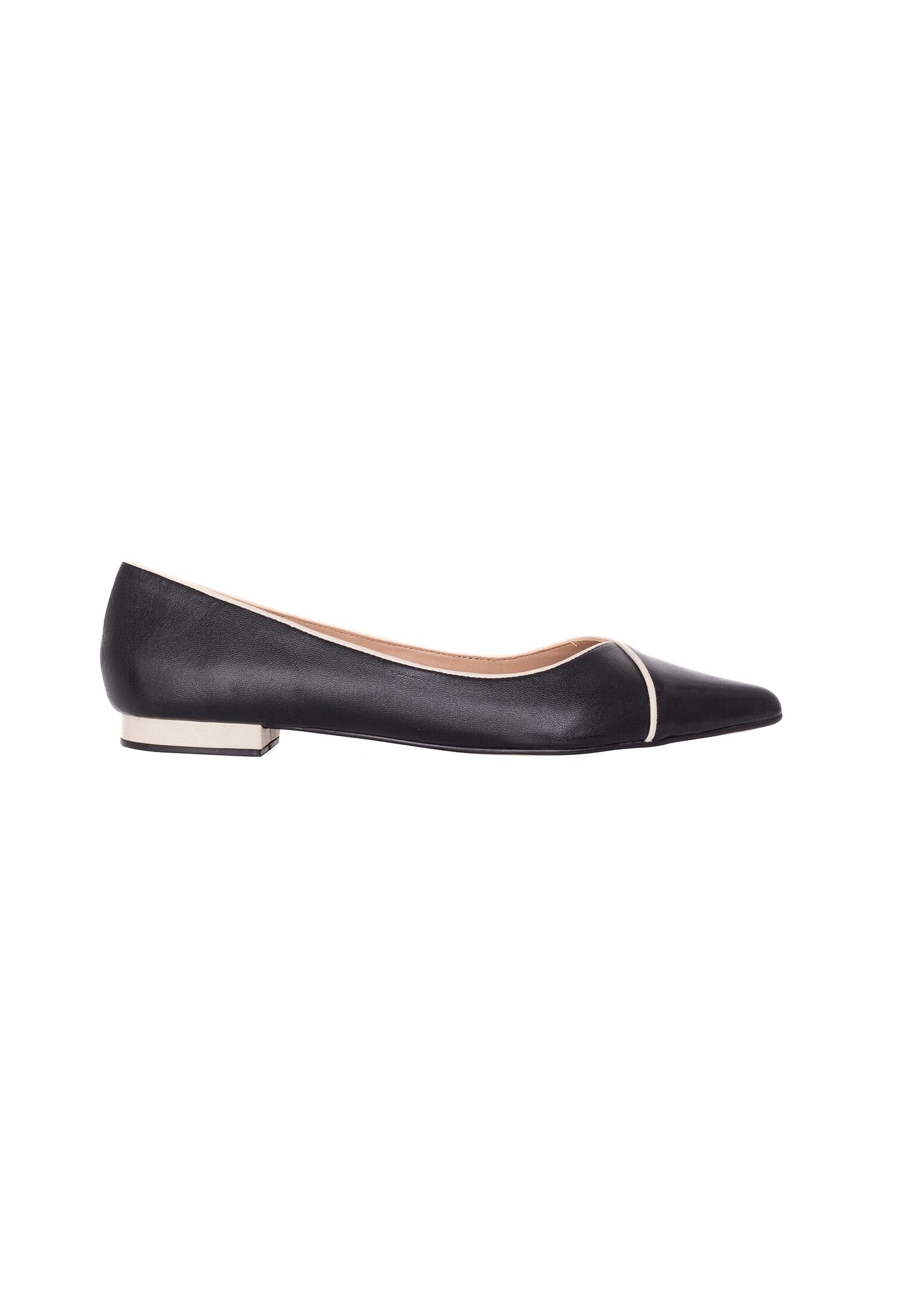 Beige Leather Ballerinas – Elegant Women’s Flat Shoes with Low Heel