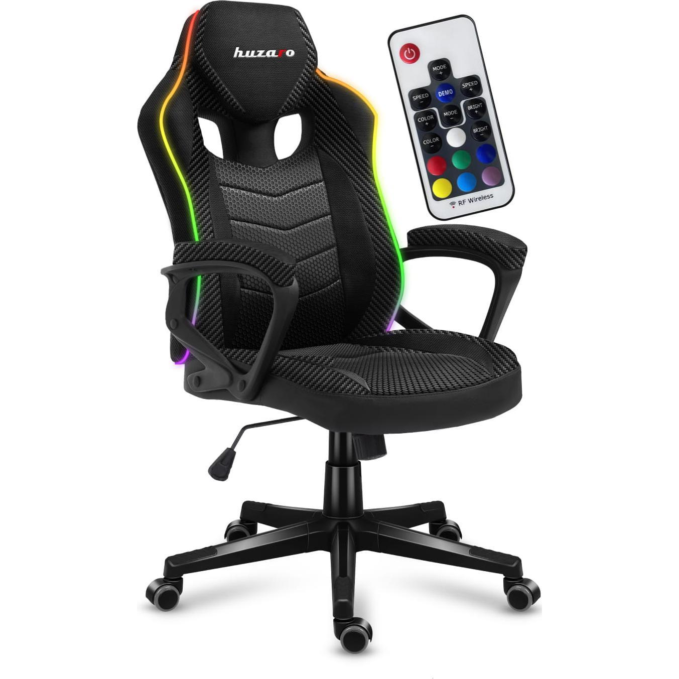 Scaun gaming Huzaro Force 2.5 RGB Carbon Mesh, negru (080A-30366)