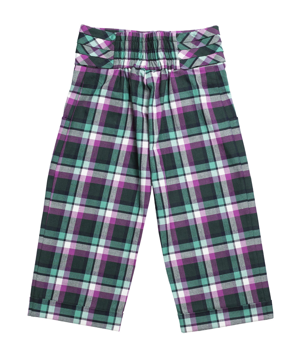 Tartan Pleated Belt Pants