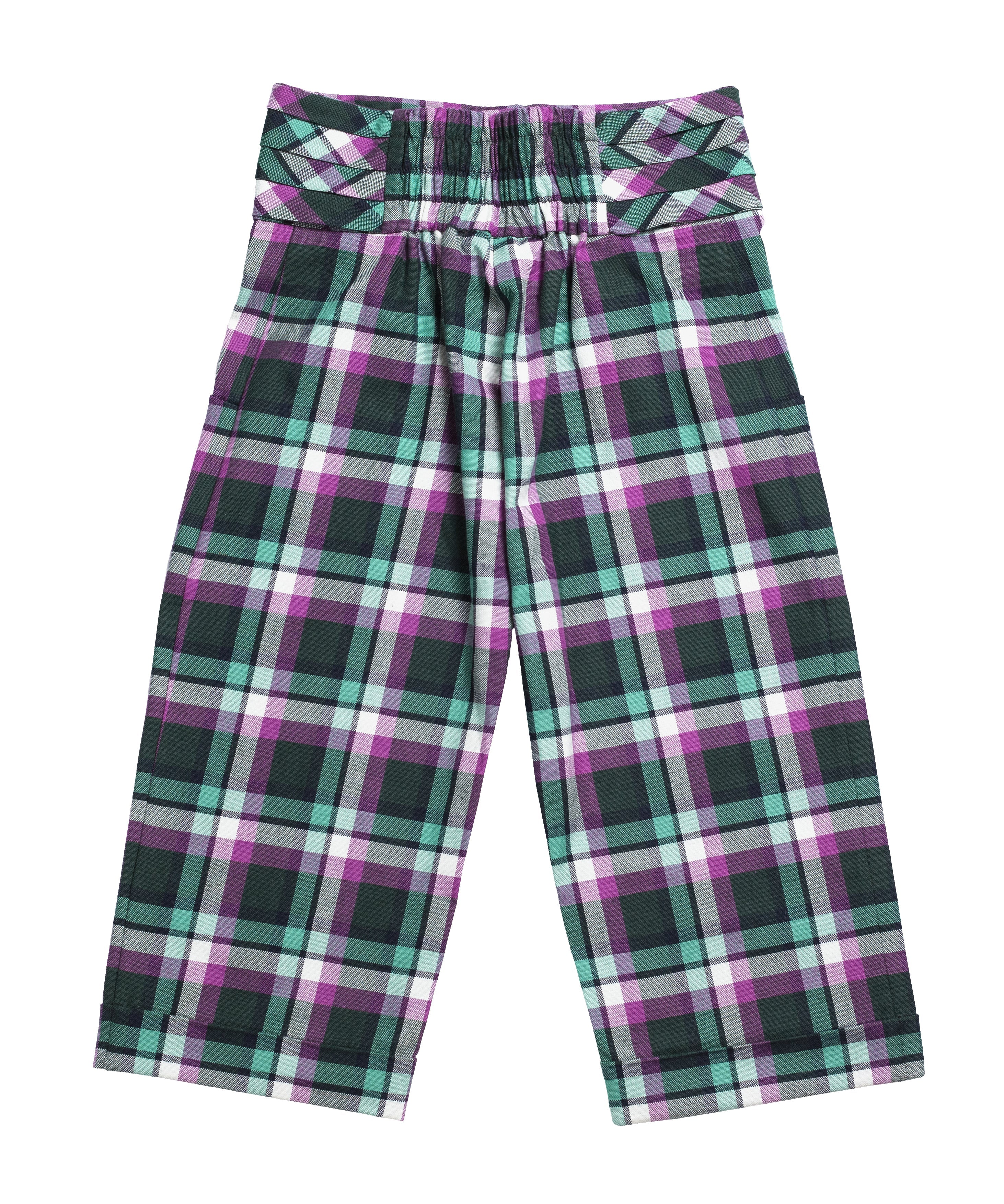 Tartan Pleated Belt Pants