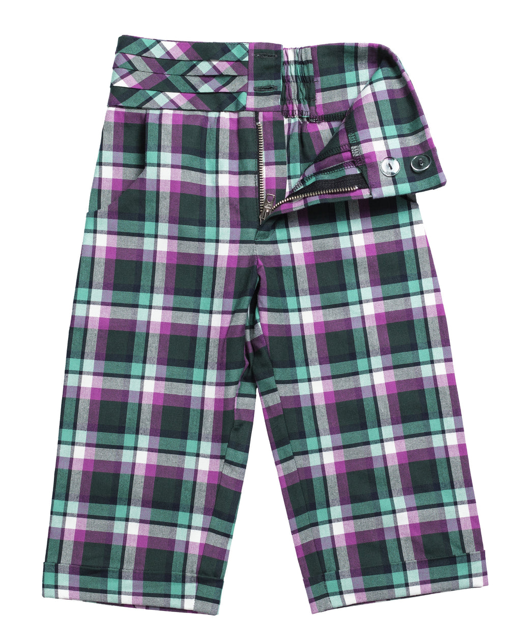 Tartan Pleated Belt Pants