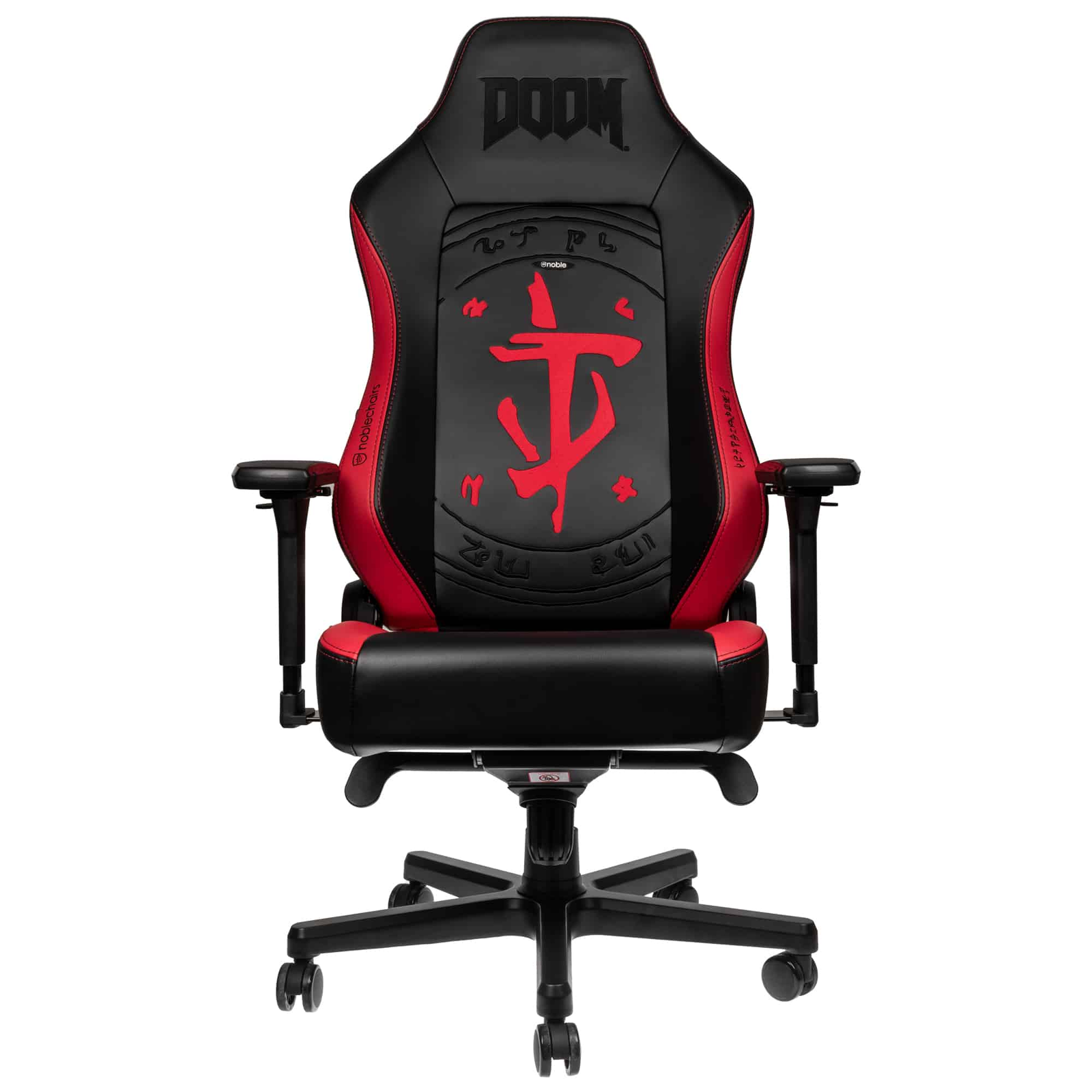Scaun de gaming Noblechairs HERO DOOM Edition din piele artificială negru/roșu (NBL-HRO-PU-DET)