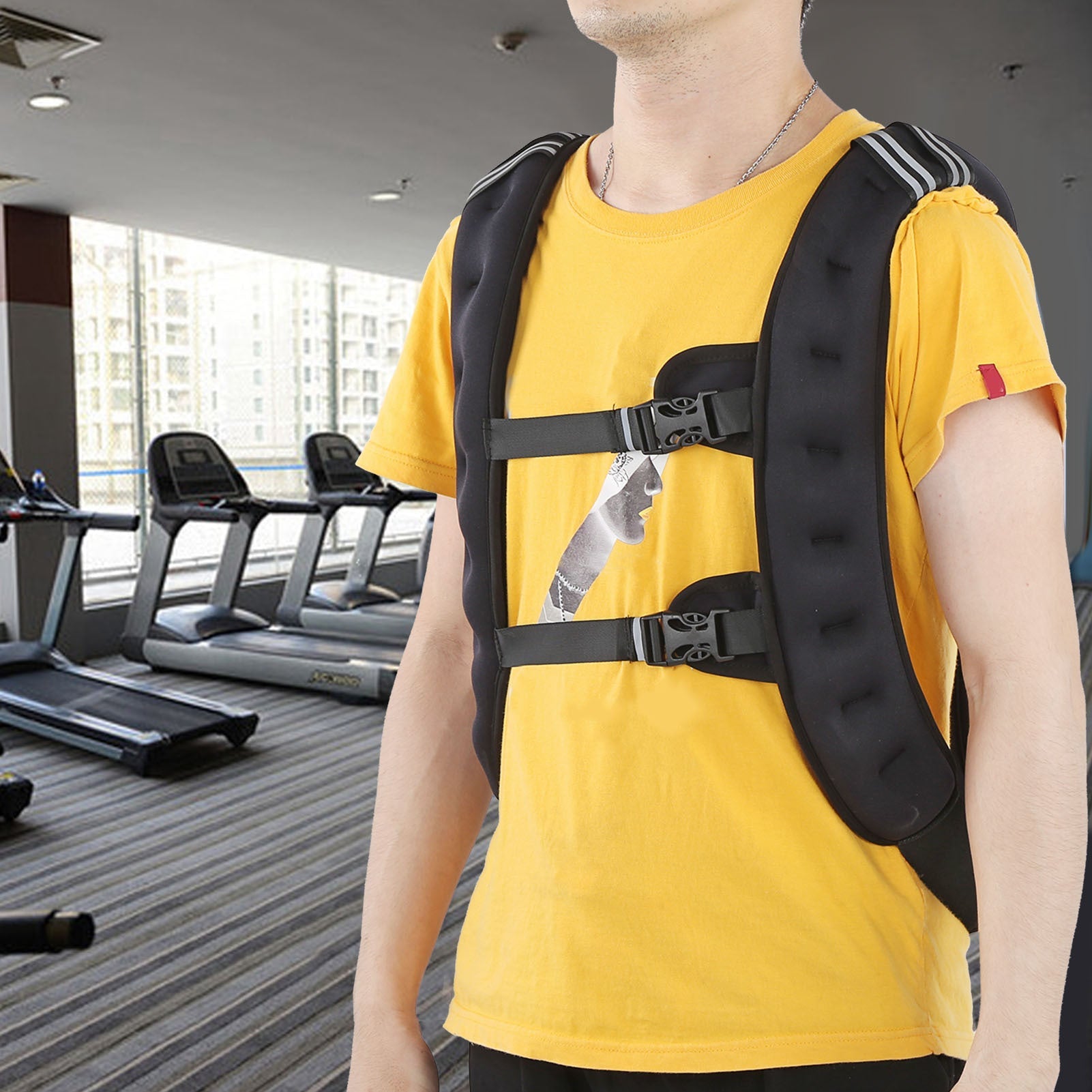 Weighted Vest for Strength Training with Adjustable Buckles, 10.3KG(Black)