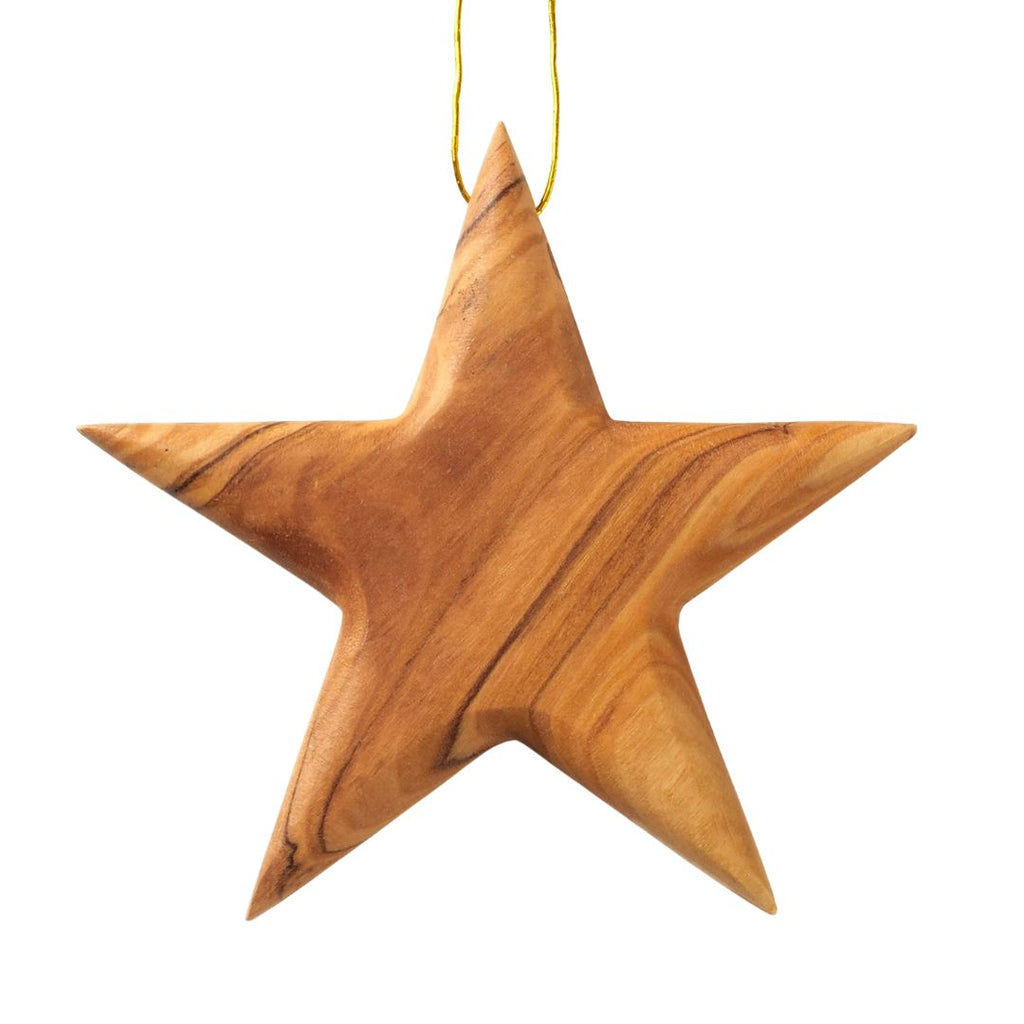 Stern Anhänger aus Olivenholz (8 cm) | Baumschmuck & stilvolle Weihnachtsdeko