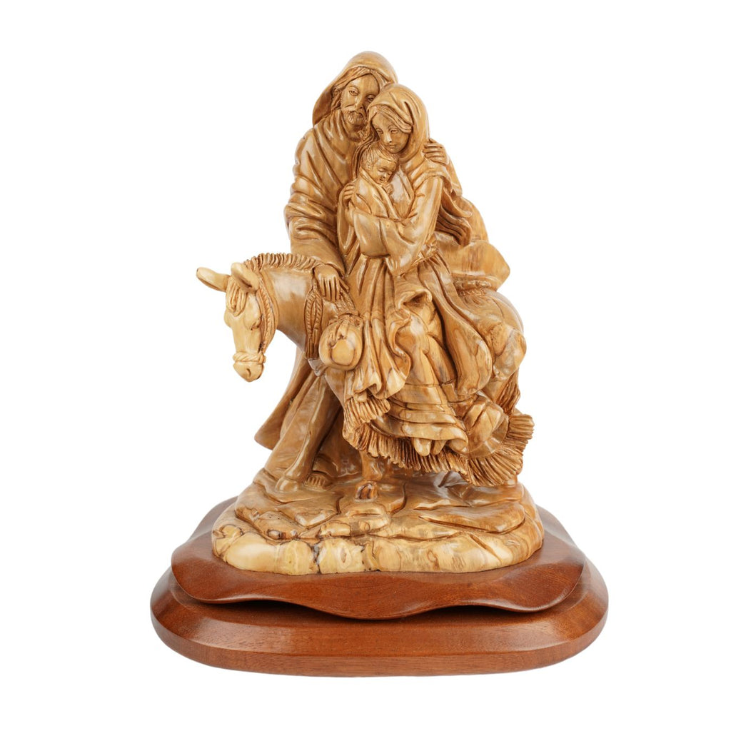 Flight into Egypt – Hand-carved olive wood sculpture from Bethlehem (30 cm)