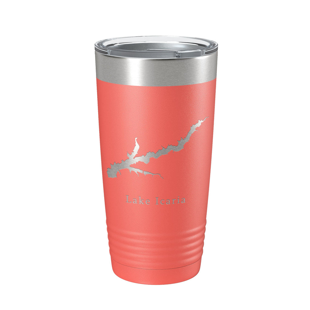 Lake Icaria Map Tumbler Travel Mug Insulated Laser Engraved Coffee Cup Iowa 20 oz
