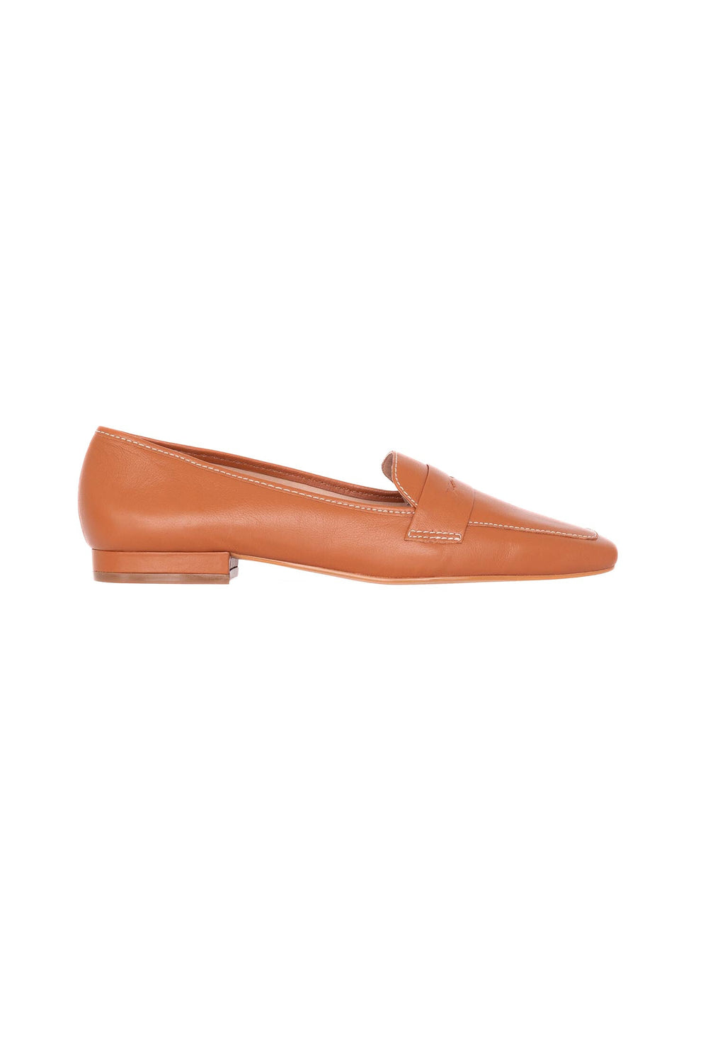 Beige Leather Flats Cipó – Women’s Square-Toe Loafers