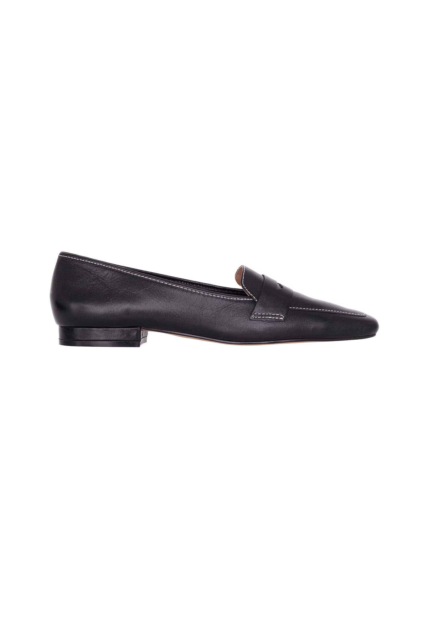Beige Leather Flats Cipó – Women’s Square-Toe Loafers