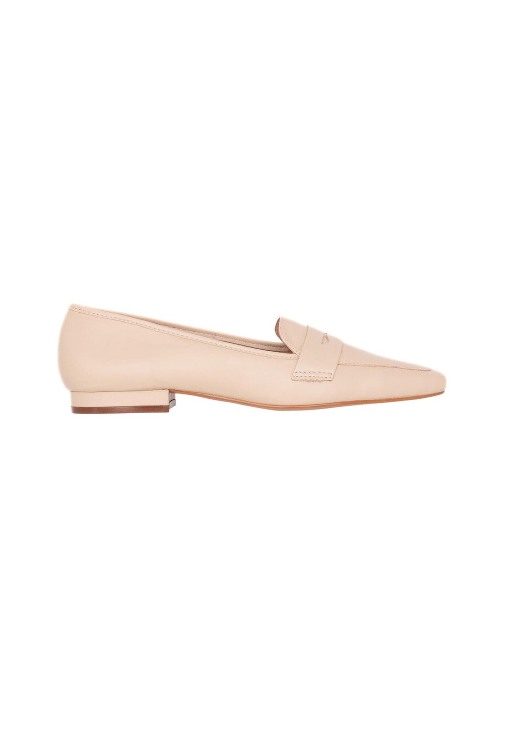 Beige Leather Flats Cipó – Women’s Square-Toe Loafers