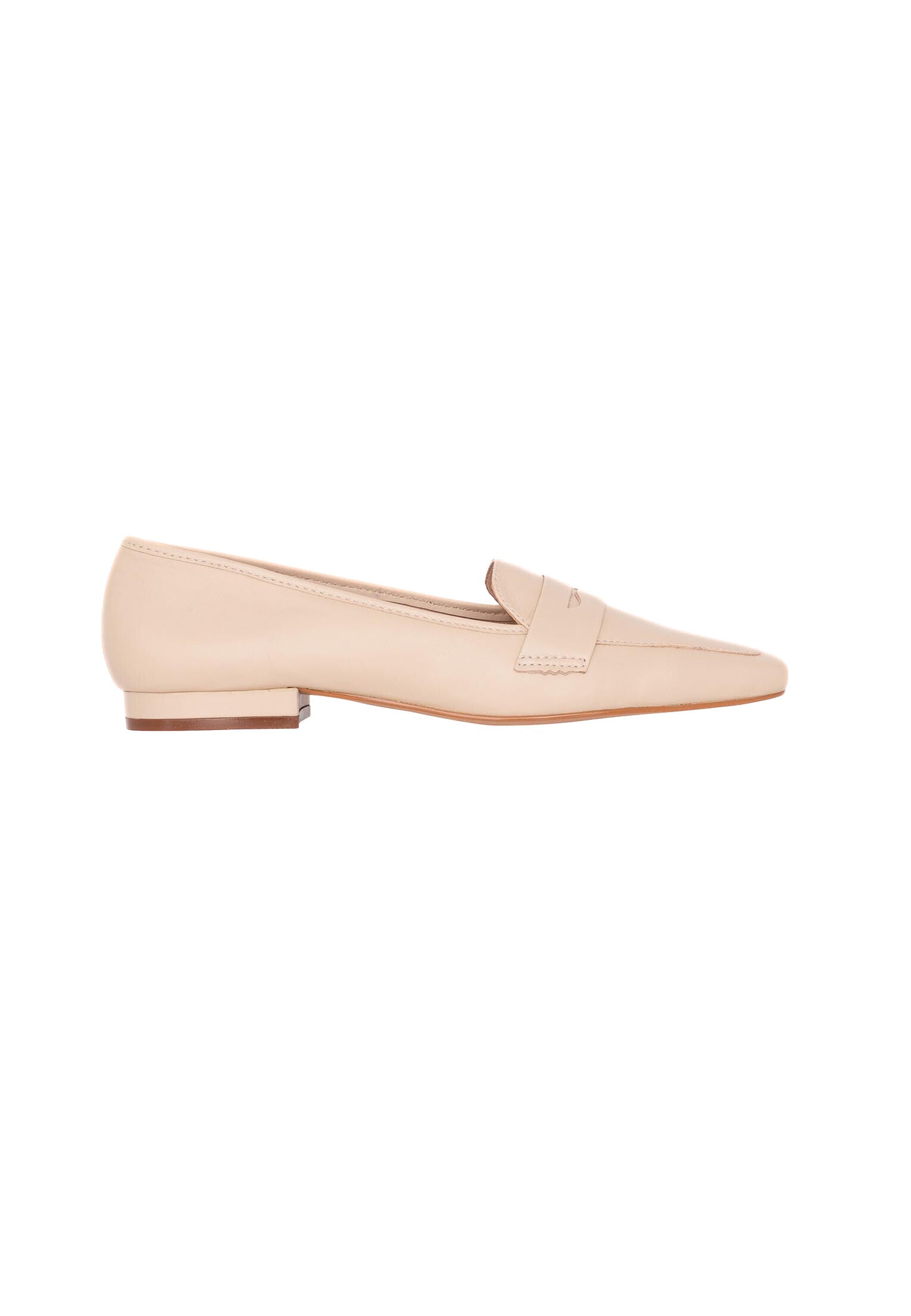 Beige Leather Flats Cipó – Women’s Square-Toe Loafers