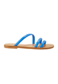 Green Calf Leather Flat Sandals – Women’s Minimalist Three-Strap Slides
