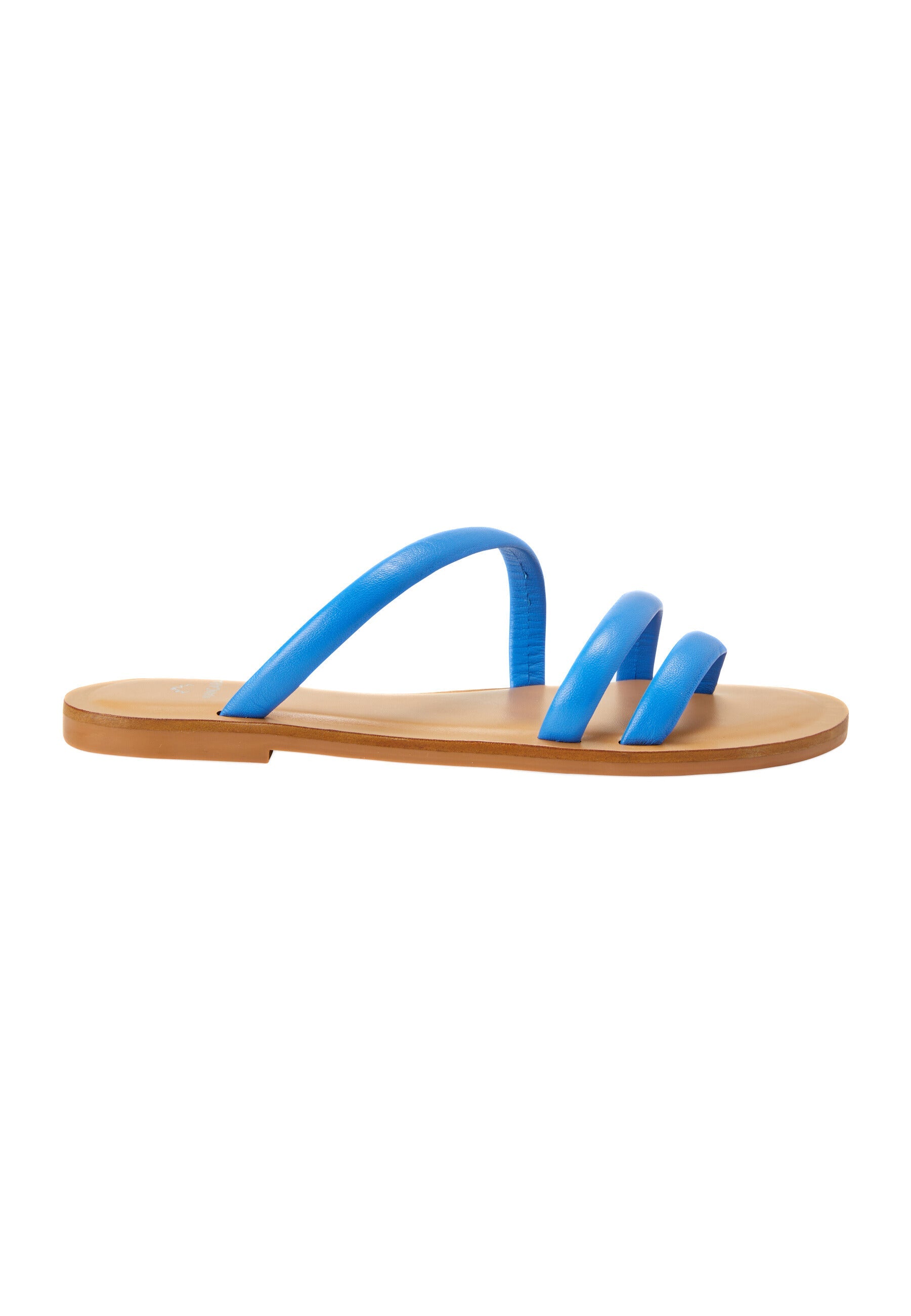 Green Calf Leather Flat Sandals – Women’s Minimalist Three-Strap Slides