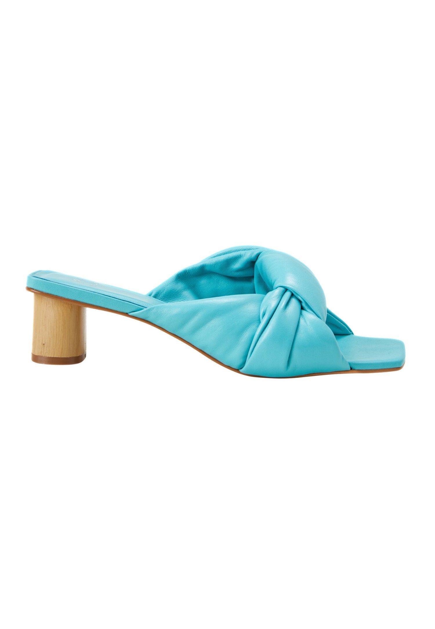 Tan Leather Mules Caroba – Women’s 4 cm Cylindrical Block Heel Slip-On Sandals
