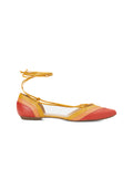 Orange Calf Leather Sandals Cereja – Women’s Summer Flat Tie-Up Shoes
