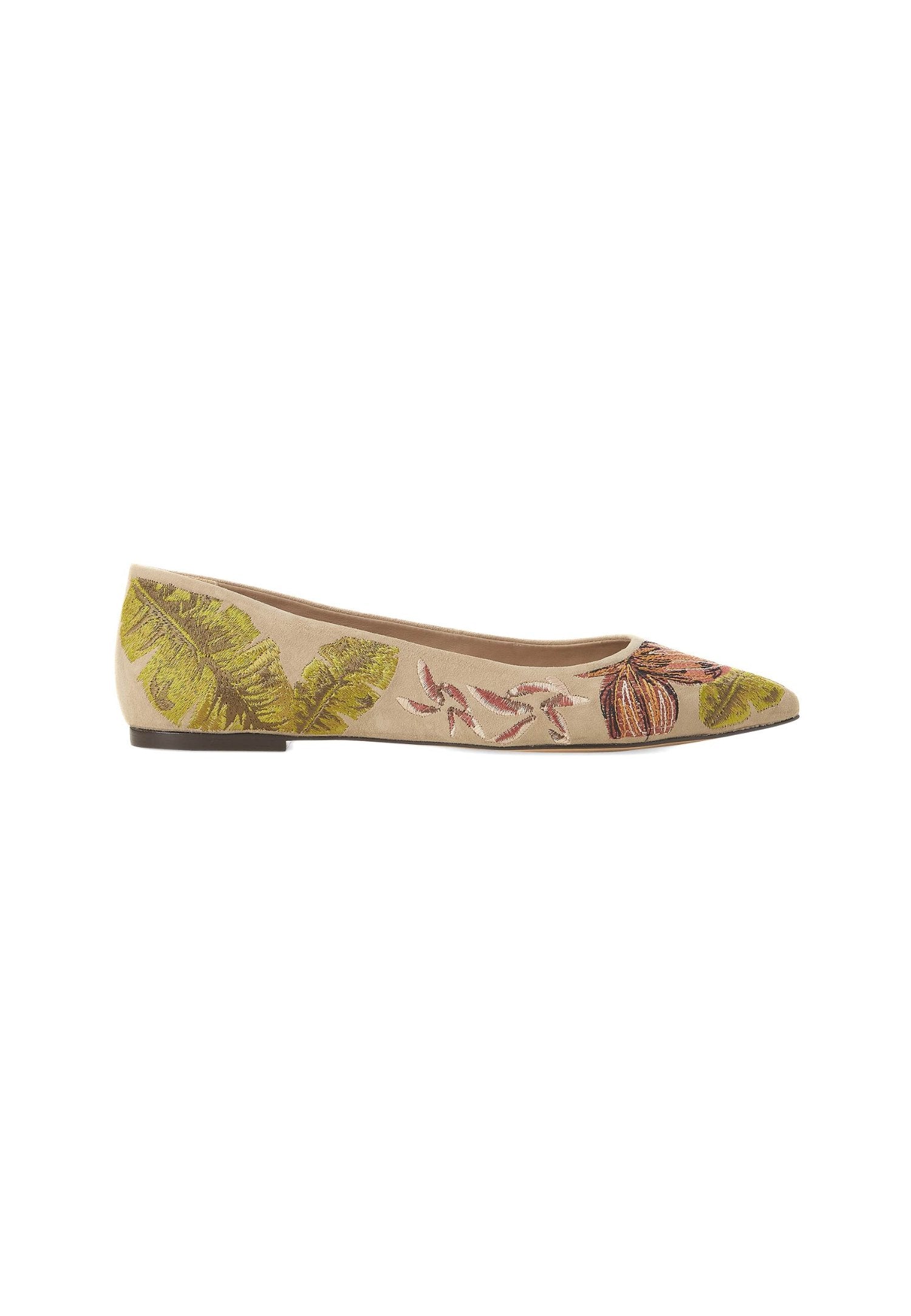 Red Suede Embroidered Ballerinas – Elegant Women’s Flat Shoes