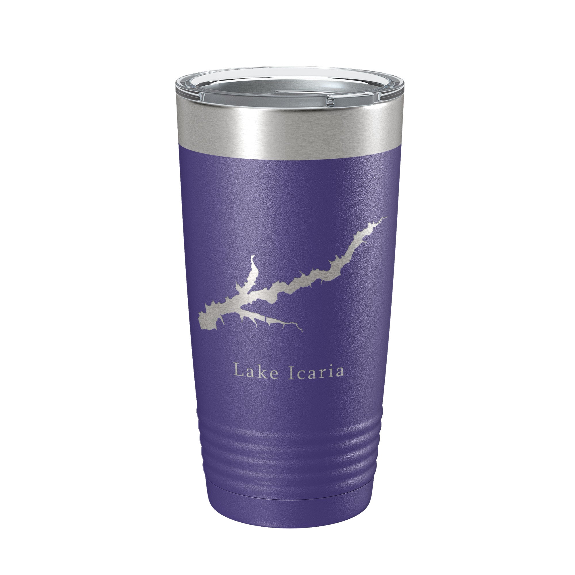 Lake Icaria Map Tumbler Travel Mug Insulated Laser Engraved Coffee Cup Iowa 20 oz