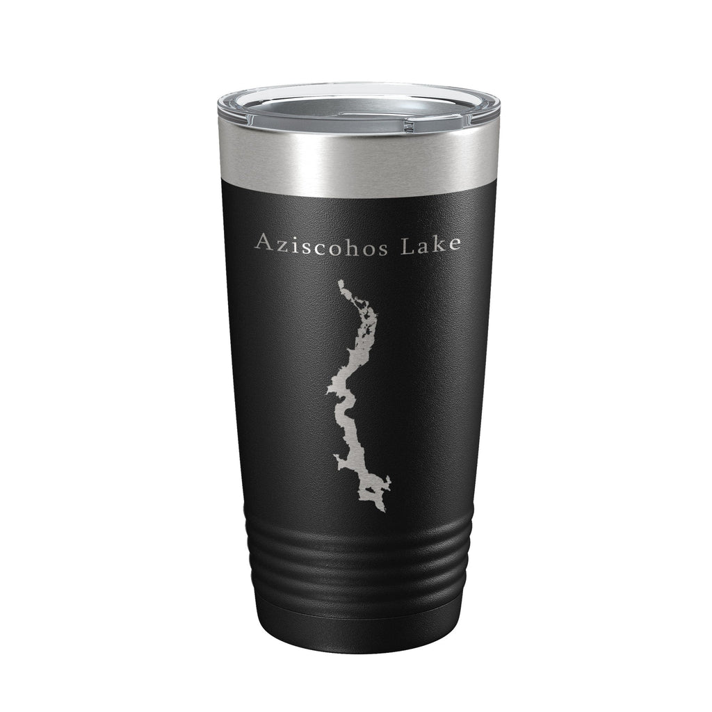 Aziscohos Lake Map Tumbler Travel Mug Insulated Laser Engraved Coffee Cup Maine 20 oz