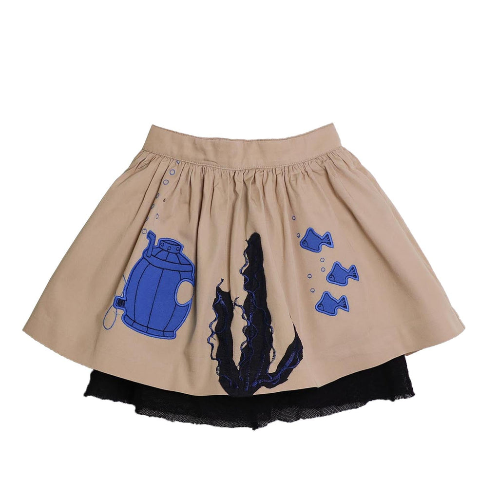 MAGIC MENDING PRELOVED Beige Cotton Skirt with Submarine, 4 years