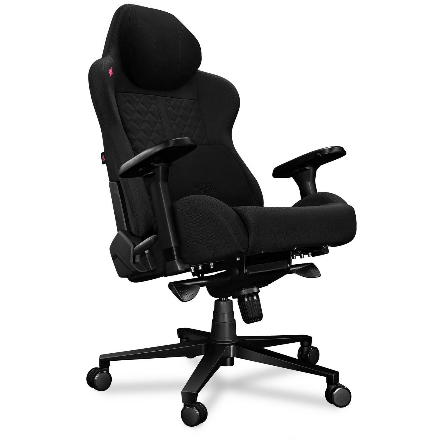 Scaun de gaming Yumisu 2050 cu tetieră magnetică, țesătură neagră (Y-2050F-BB-M)
