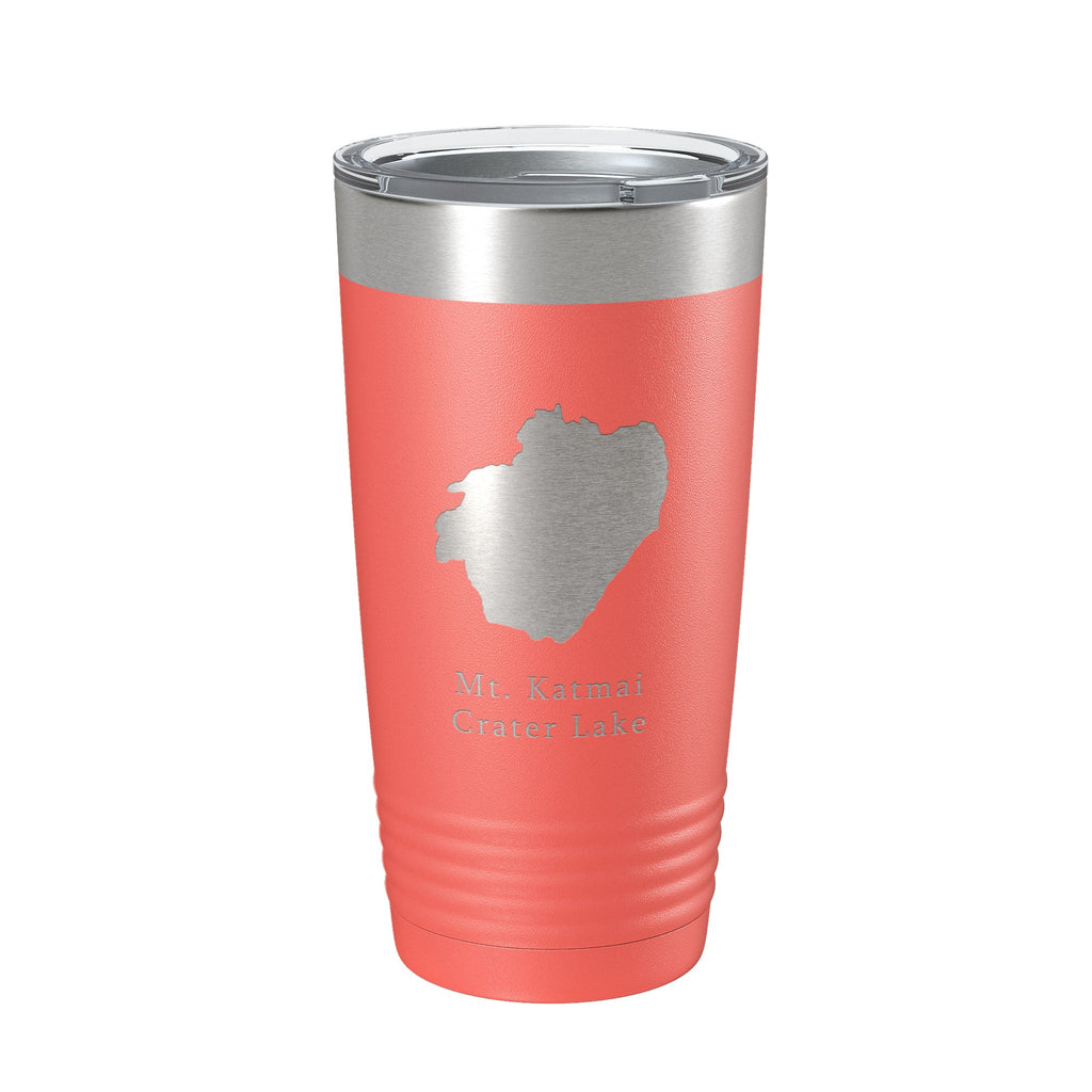 Mt. Katmai Crater Lake Map Tumbler Travel Mug Insulated Laser Engraved Coffee Cup Alaska 20 oz