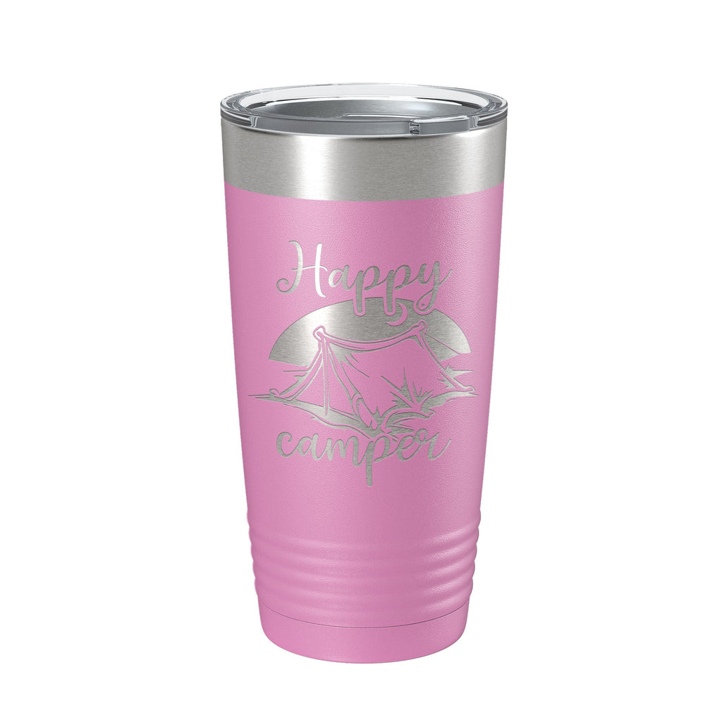 Happy Camper Tumbler Travel Mug Gift Insulated Laser Engraved Coffee Cup 20 oz