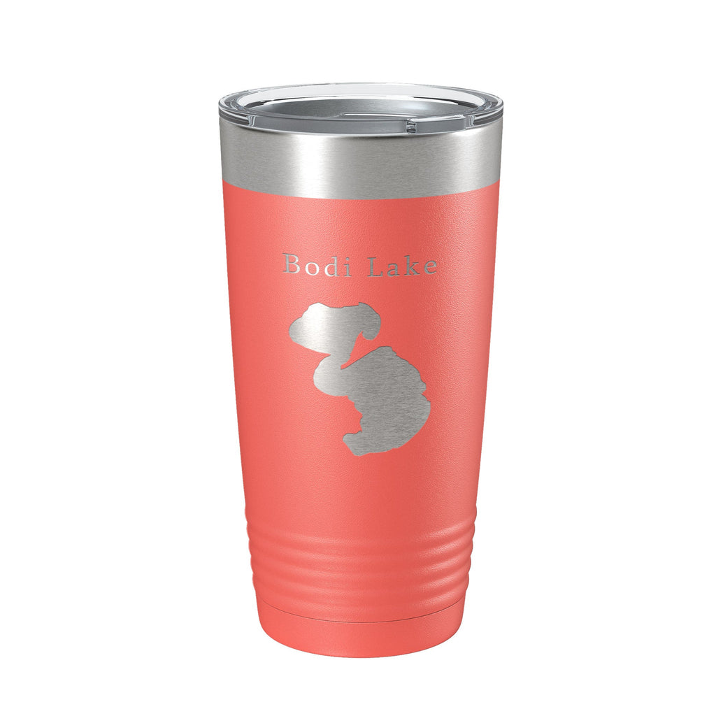 Bodi Lake Map Tumbler Travel Mug Insulated Laser Engraved Coffee Cup Michigan 20 oz