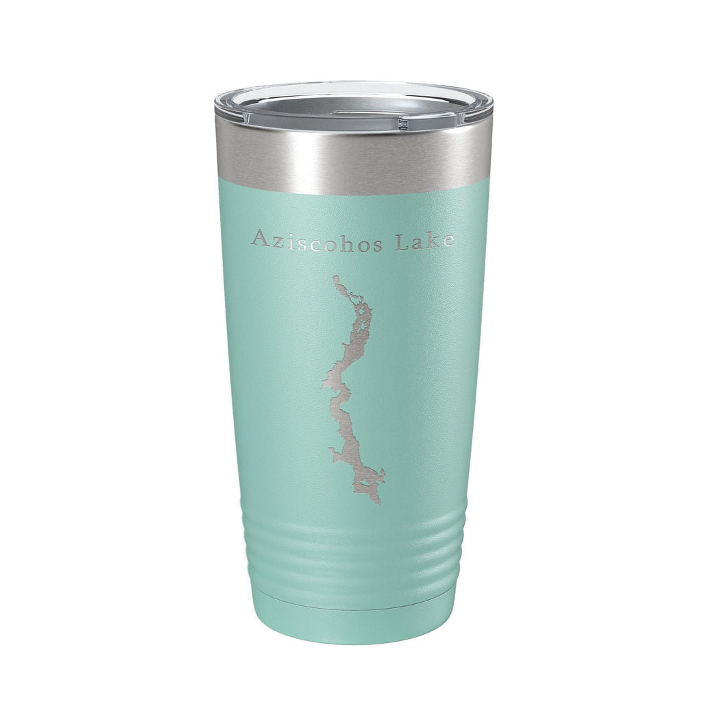 Aziscohos Lake Map Tumbler Travel Mug Insulated Laser Engraved Coffee Cup Maine 20 oz
