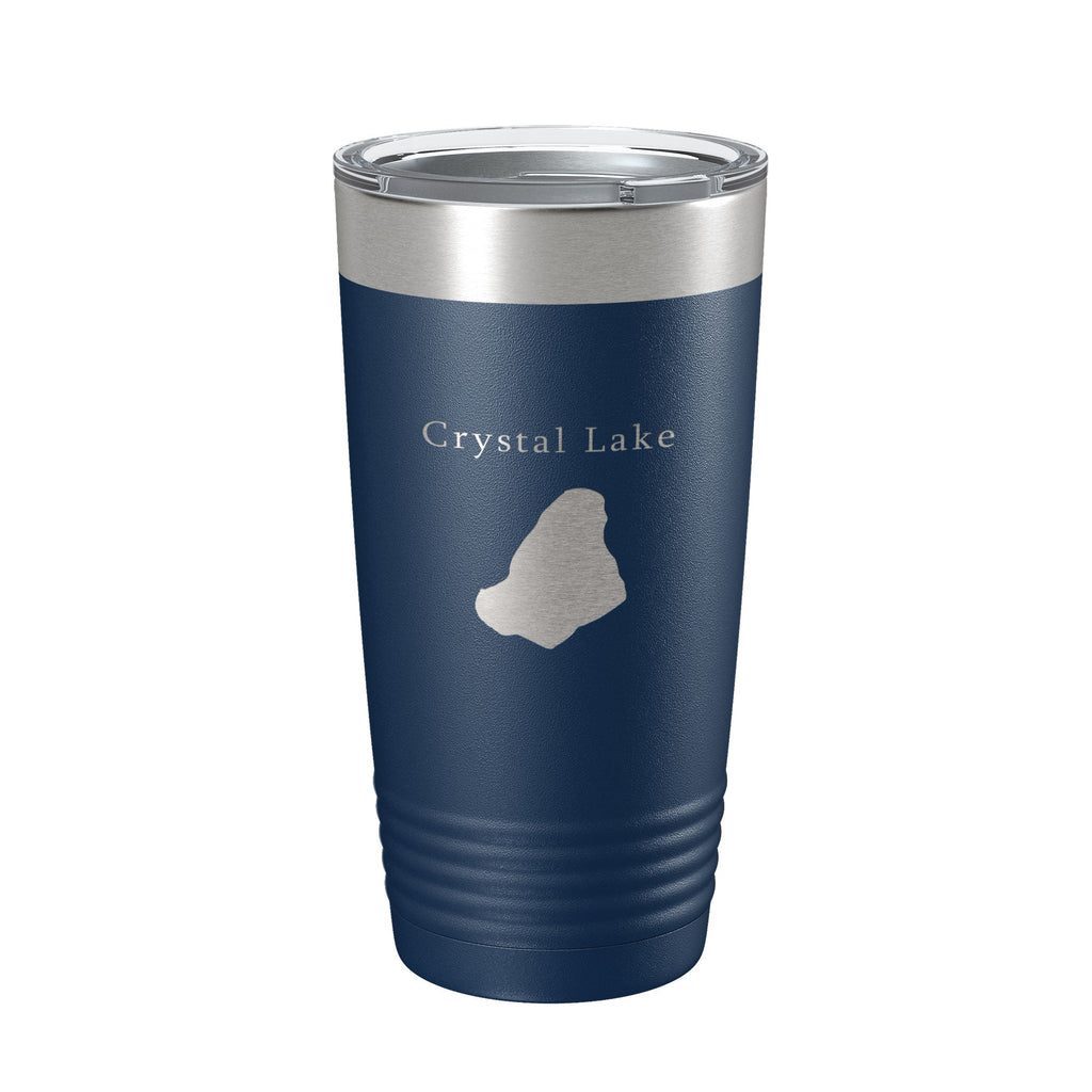 Crystal Lake Map Tumbler Travel Mug Insulated Laser Engraved Coffee Cup Massachusetts 20 oz