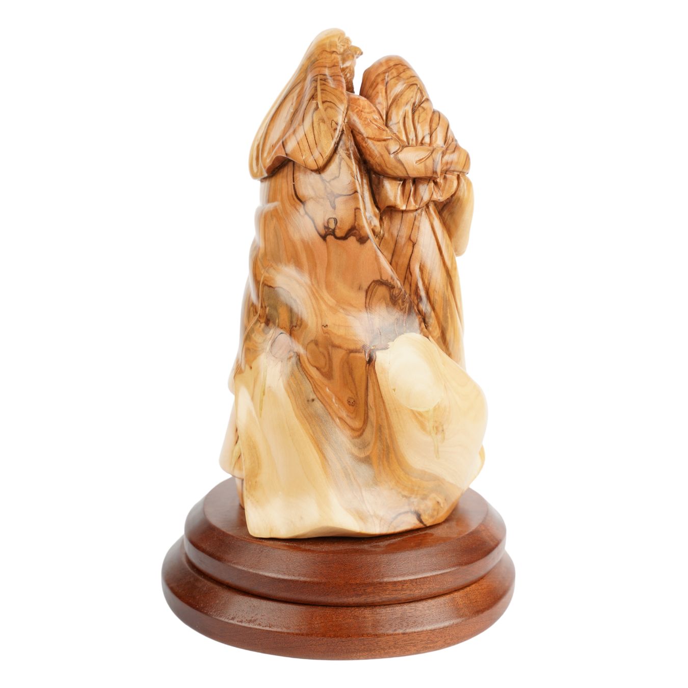 Heilige Familie mit dem Neugeborenen – Handgeschnitzte Olivenholzfigur aus Bethlehem (27 cm)