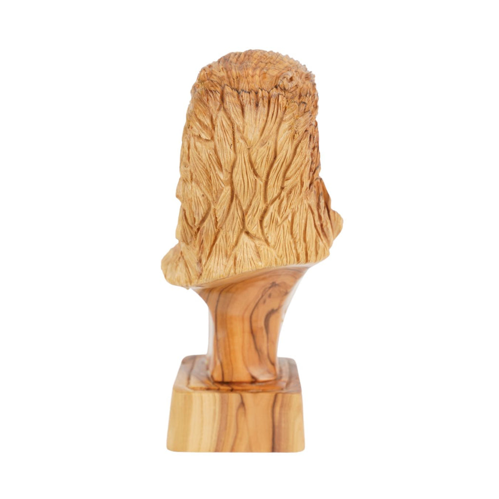 Hand-carved eagle head made of olive wood – Exclusive wooden sculpture from Bethlehem (23 cm)