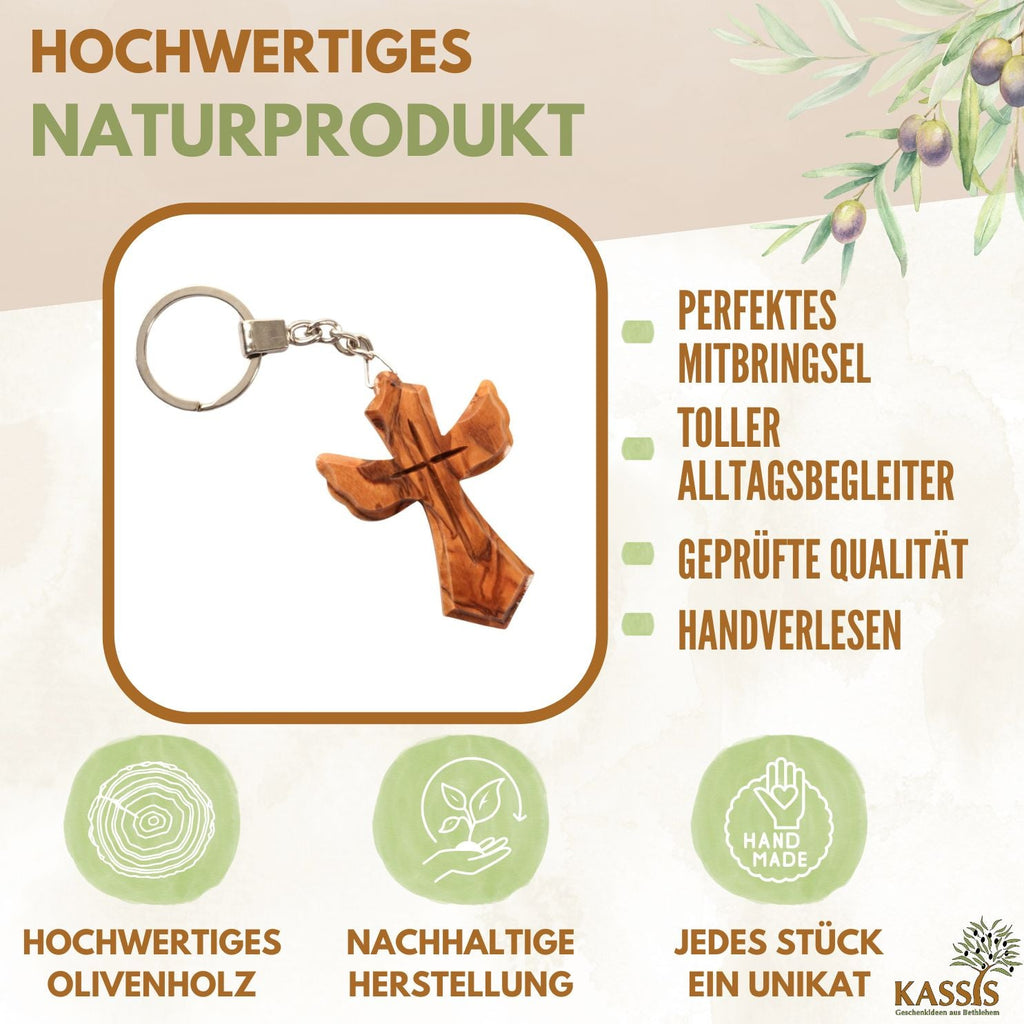 Angel-shaped cross keychain