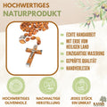 Rosenkranz aus Olivenholz mit dekorierten Perlen (50 cm) | Gebetskette mit Kreuz als Geschenk zur Taufe, Kommunion & Firmung