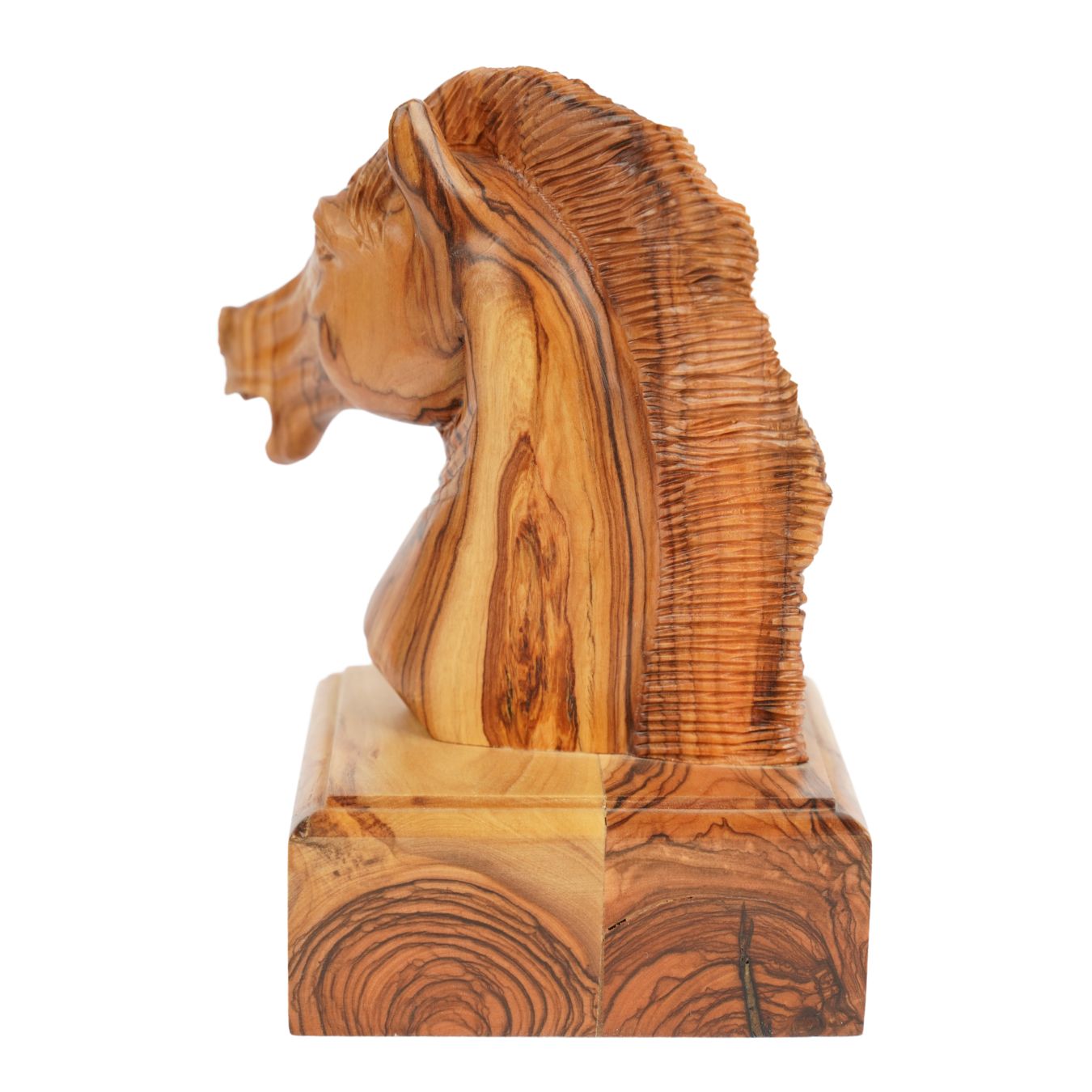 Hand-carved horse head made of olive wood (small) – Exclusive wooden sculpture from Bethlehem (16 cm)